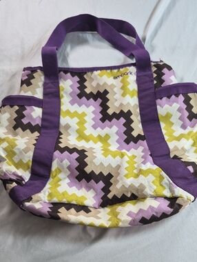 Purple Embark Geometric Canvas Tote Bag